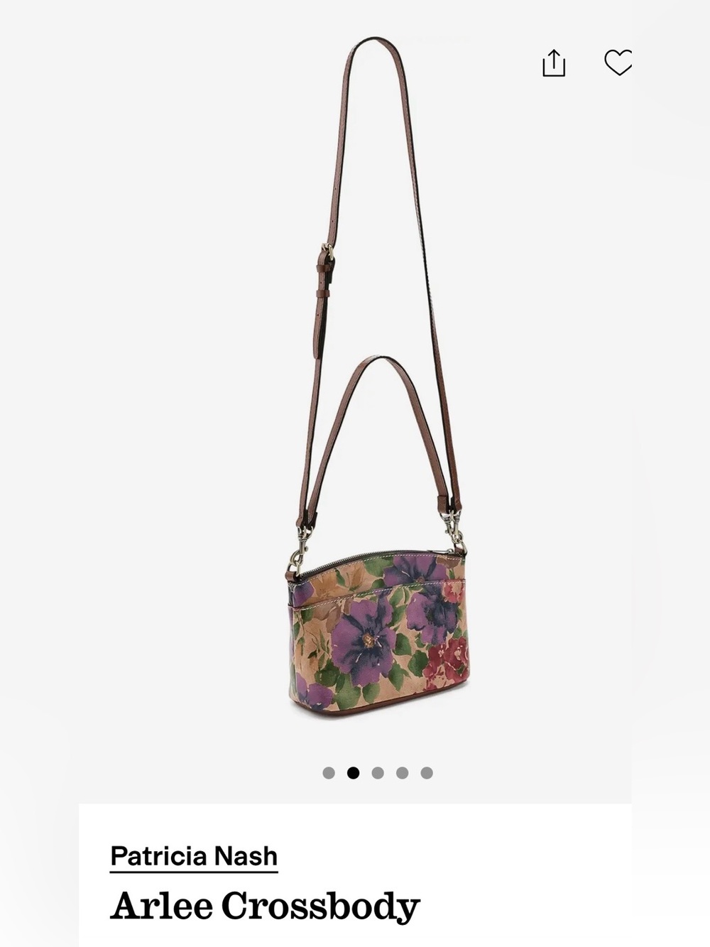Patricia Nash Arlee Red Floral Printed Leather Shoulder Bag with Brown Straps